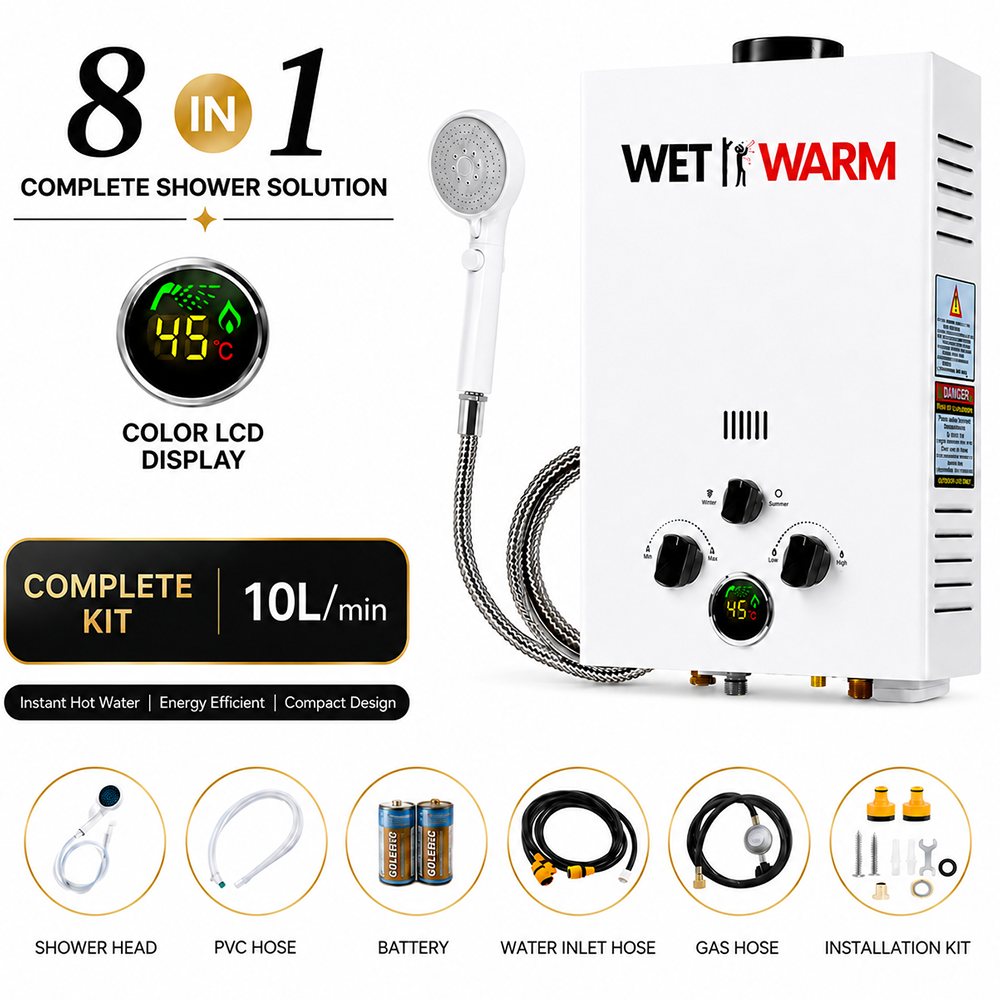 Gas Water Heater 8 in 1 - 10L Portable Heating System