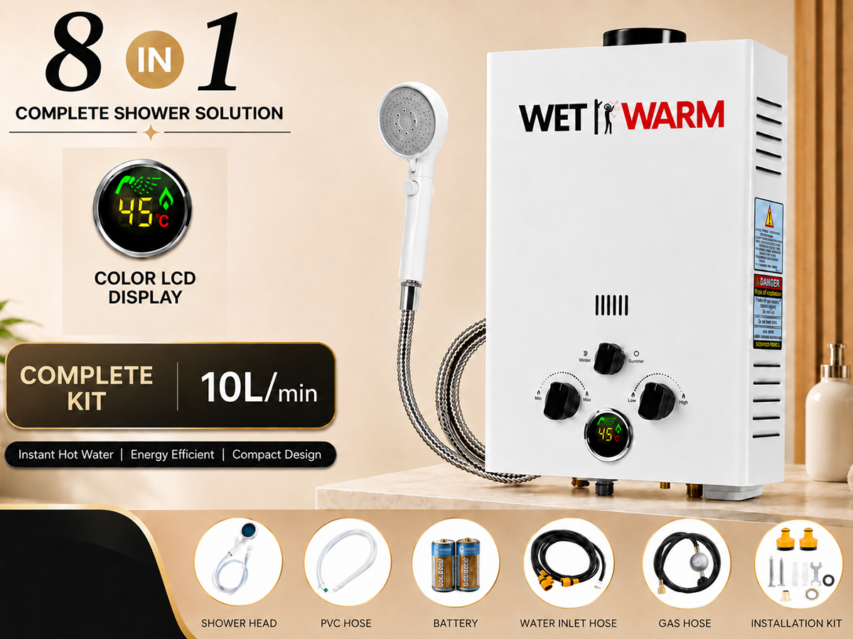 Gas Water Heater 8 in 1 - 10L Portable Heating System