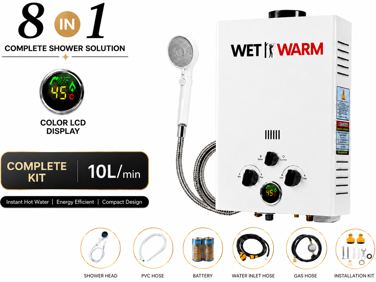 Gas Water Heater 8 in 1 - 10L Portable Heating System