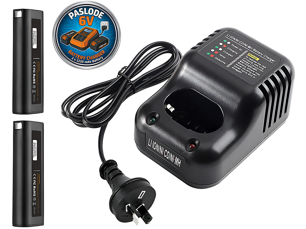 Paslode Battery Charger with 2 Batteries 2Ah