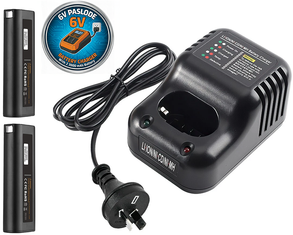 Paslode Battery Charger with 2 Batteries 3Ah