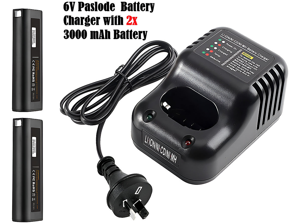 Paslode Battery Charger with 2 Batteries 3Ah
