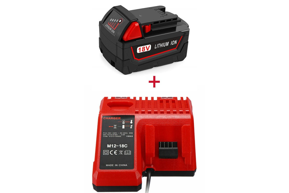 Compatible Replacement Milwaukee 18V 4AH Battery with Milwaukee Battery Charger