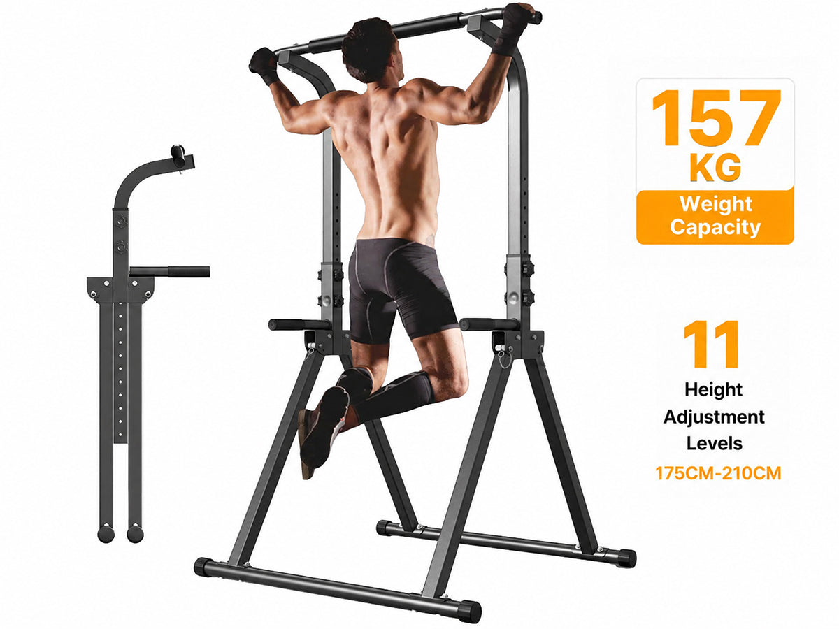 Free Standing Dip Station Power Tower Pull Up Bar Foldable