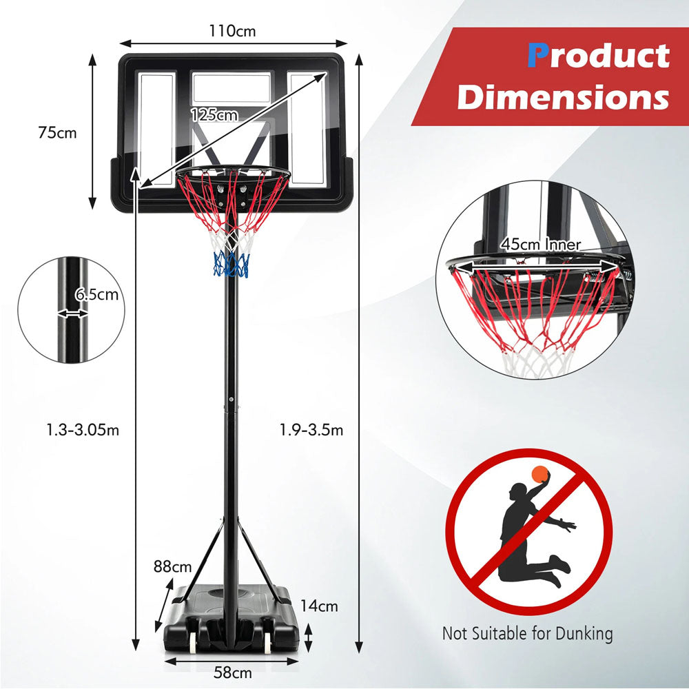 Height Adjustable Portable Basketball Hoop Stand