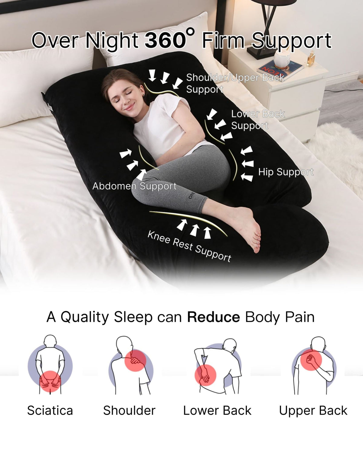 Pregnancy Pillow U-Shaped Full Length Body Support