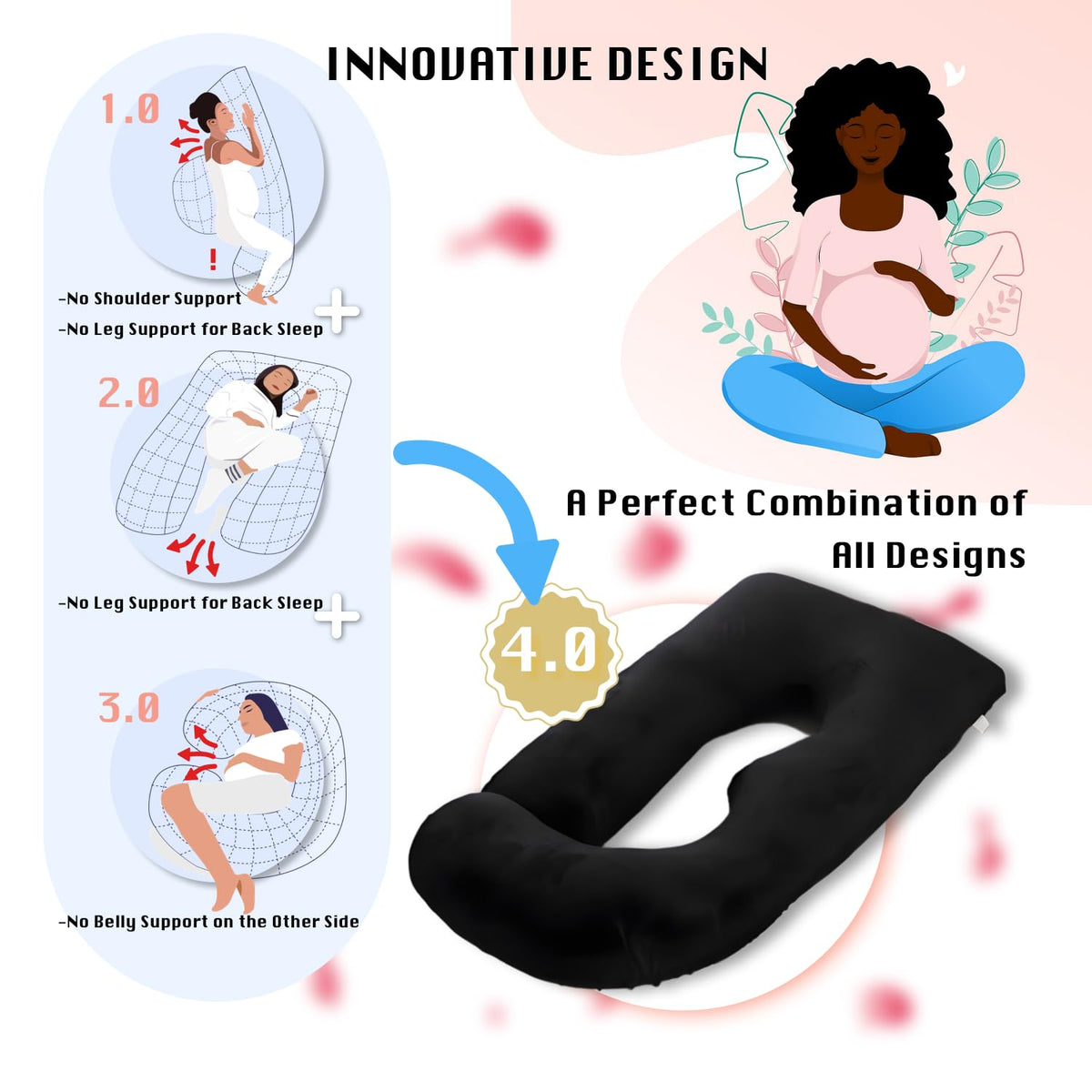 Pregnancy Pillow U-Shaped Full Length Body Support