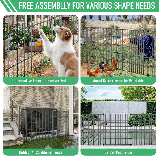 10 Pack Metal Garden Barrier Fence Animal Fence Panels,Garden Border