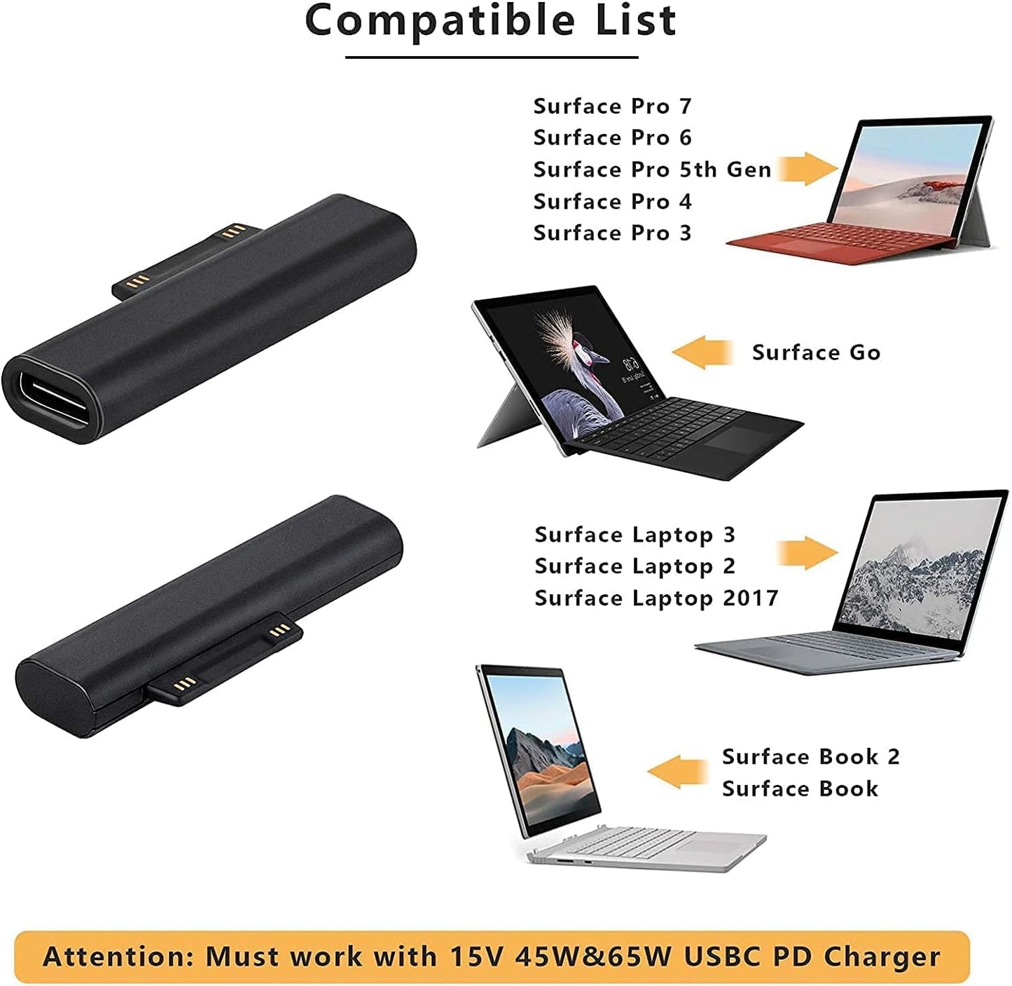 Surface Pro Charger Adapter USB C Charger Adapter