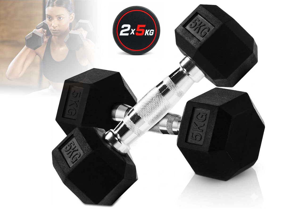 Hex Dumbbell Set - 2 x 5kg Weights