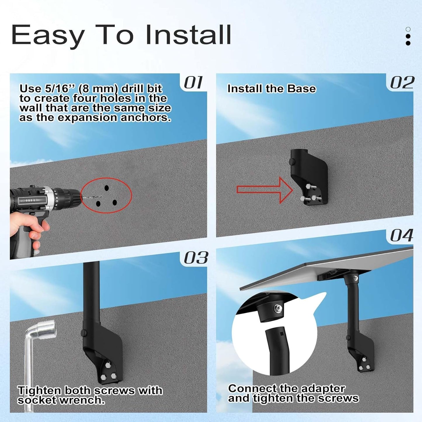 Starlink Gen 3 Mount, 360° Rotatable Roof & Wall Mount for V3 Starlink