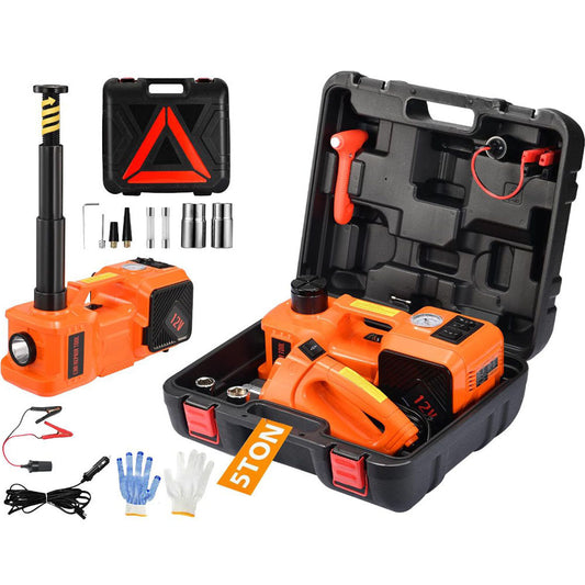 Electric Hydraulic Car Floor Jack 5 Ton 12V Built-in Tire Inflator Pump