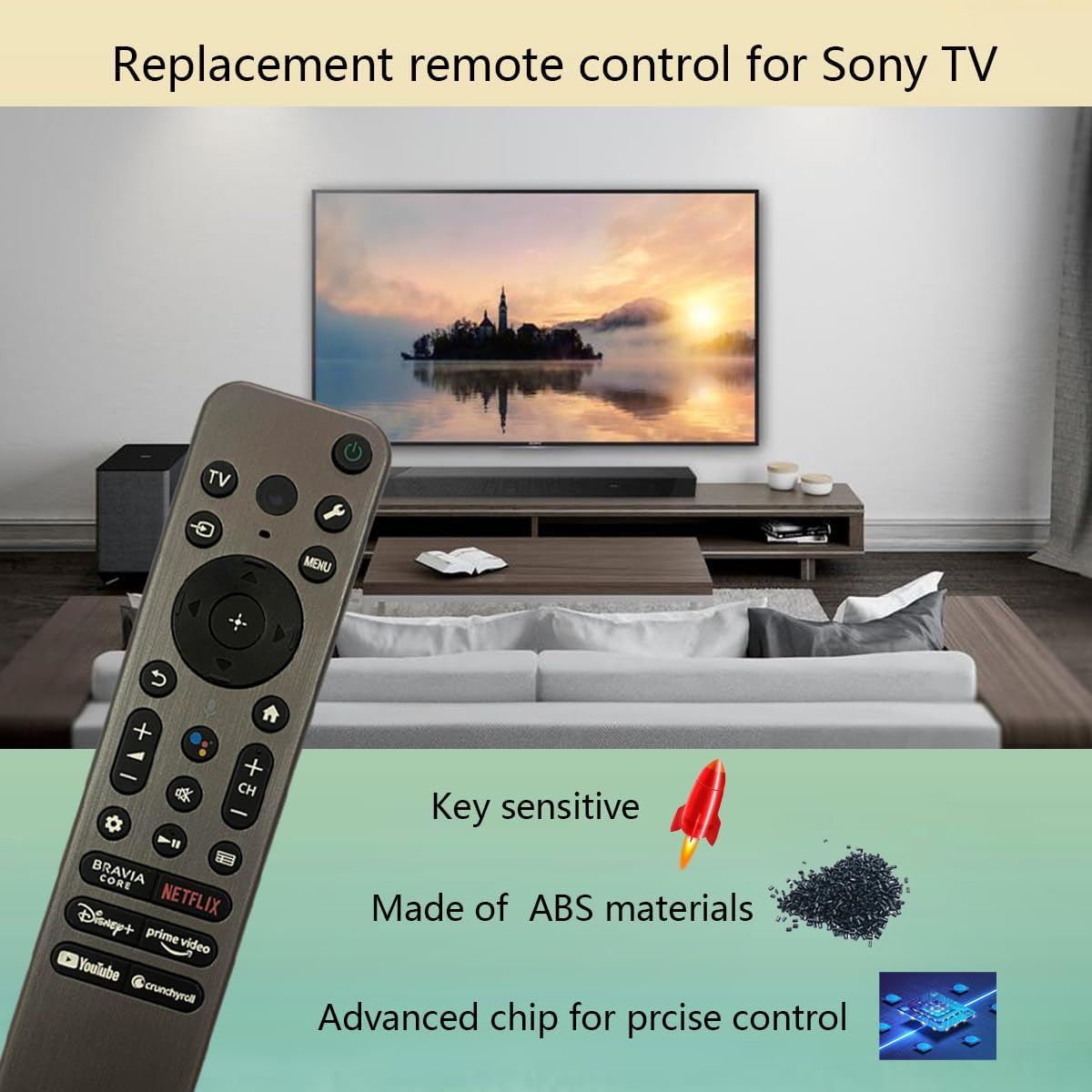 Replacement Voice Remote Control for Sony Bravia Smart TVs – RMF-TX810U / TX820U / TX910U / TX920U Compatible
