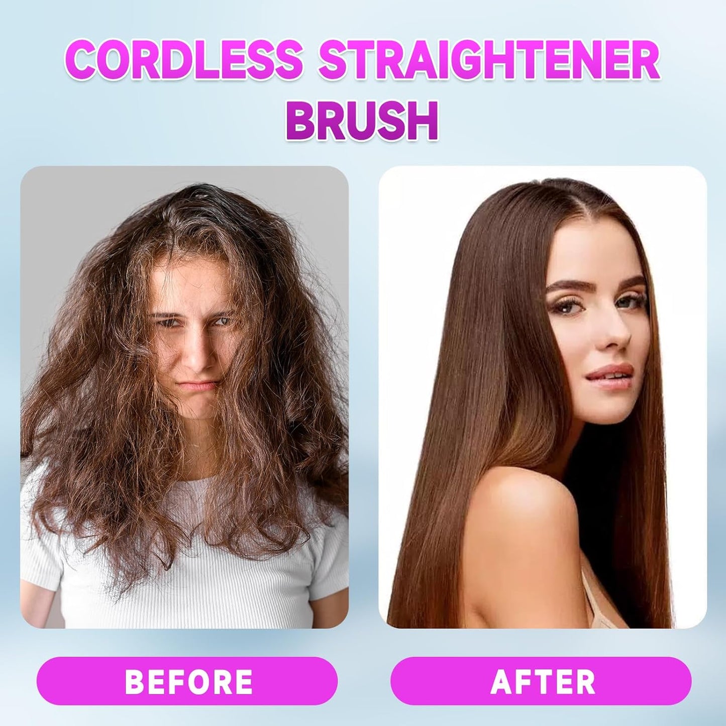 Cordless LCD Hair Straightening Brush