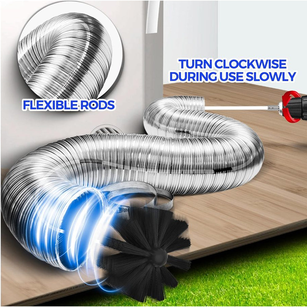 Chimney Cleaning Brush Kit for Fireplace & Flue with Extendable Rods
