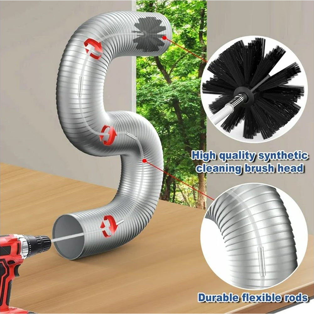 Chimney Cleaning Brush Kit for Fireplace & Flue with Extendable Rods
