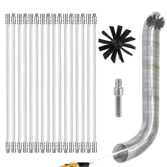 Chimney Cleaning Brush Kit for Fireplace & Flue with Extendable Rods