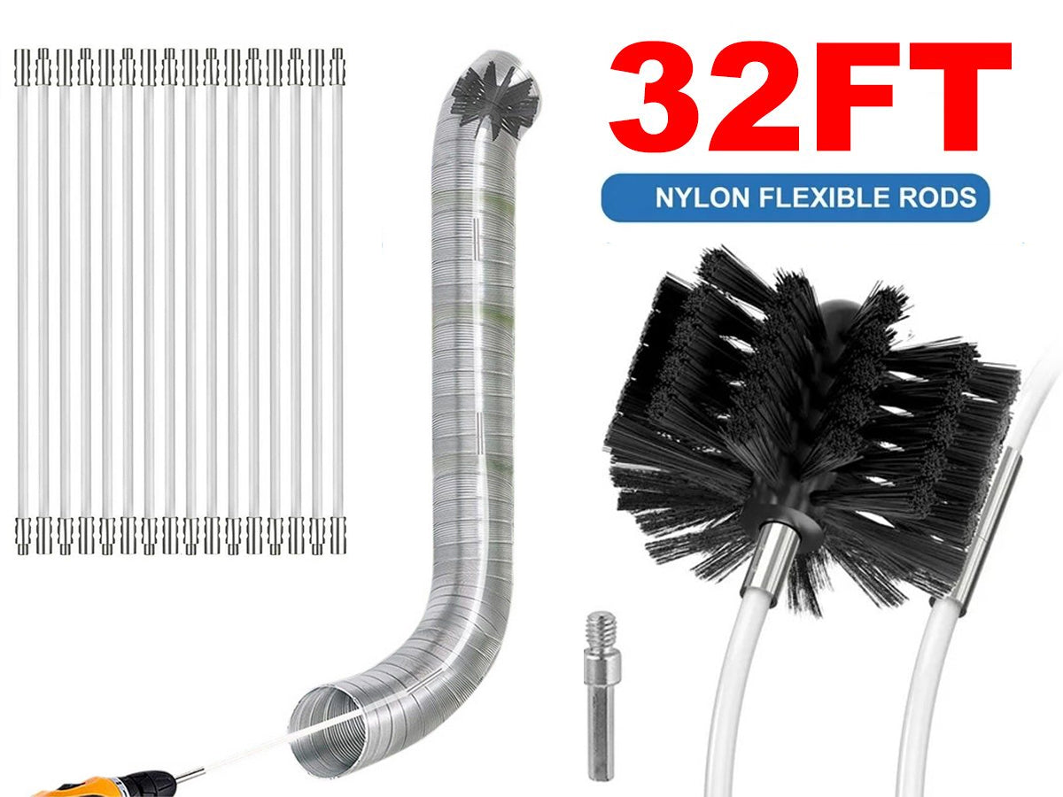 Chimney Cleaning Brush Kit for Fireplace & Flue with Extendable Rods