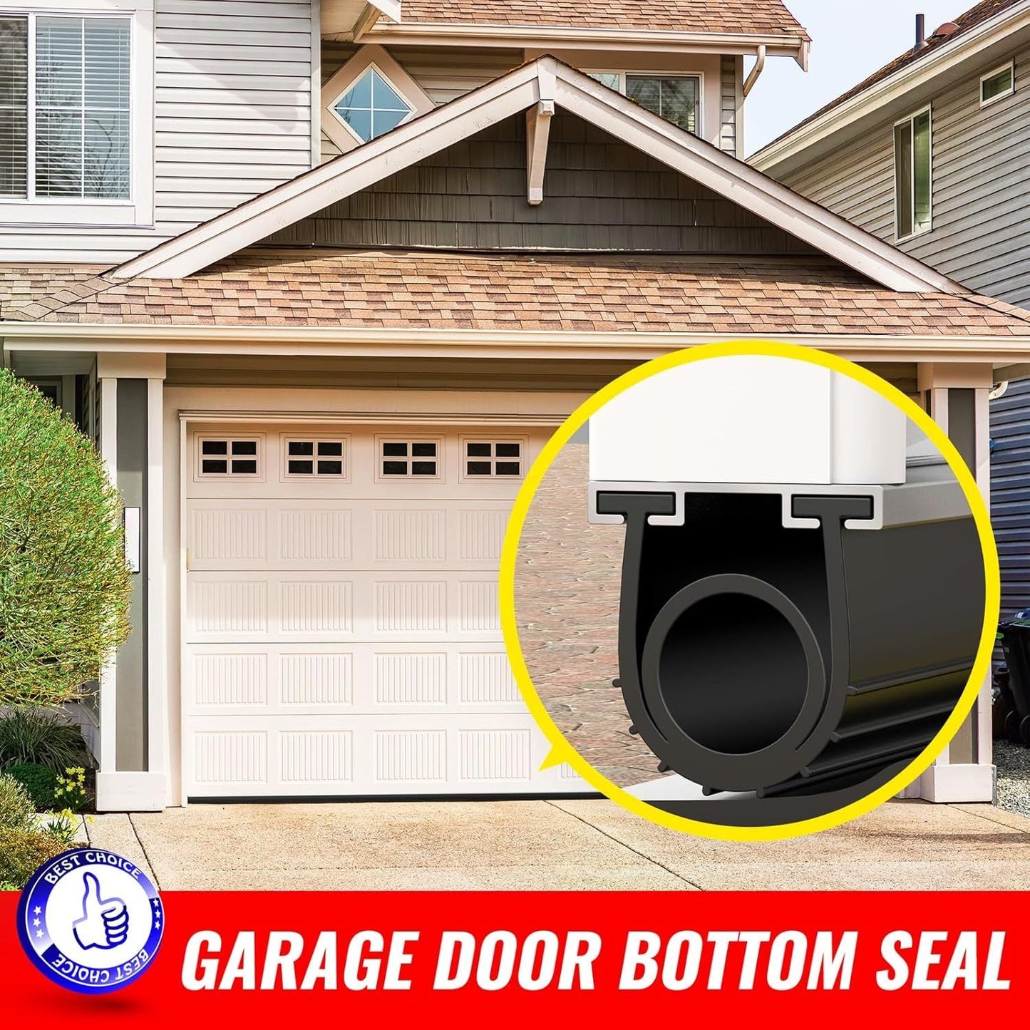 5M Garage Door Bottom Seal with Pre-drilled Aluminum Track Retainer Base Kit