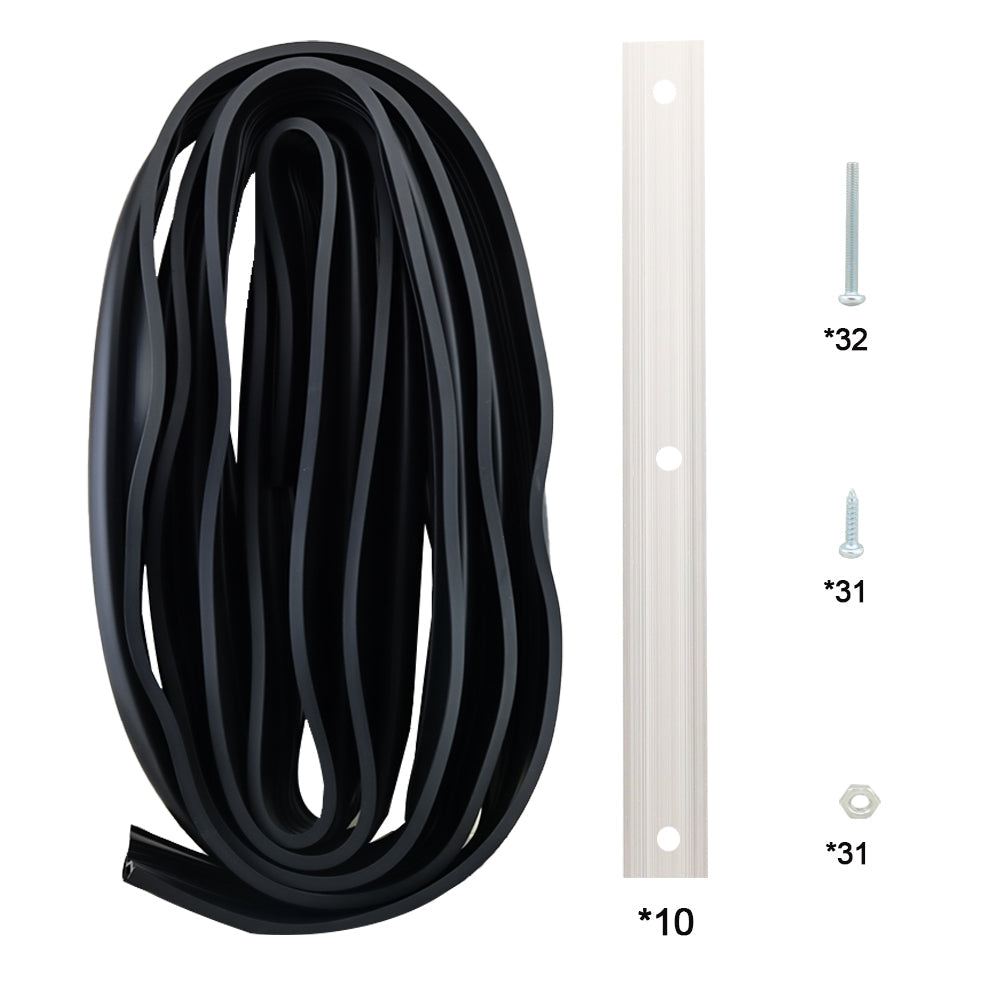 5M Garage Door Bottom Seal with Pre-drilled Aluminum Track Retainer Base Kit
