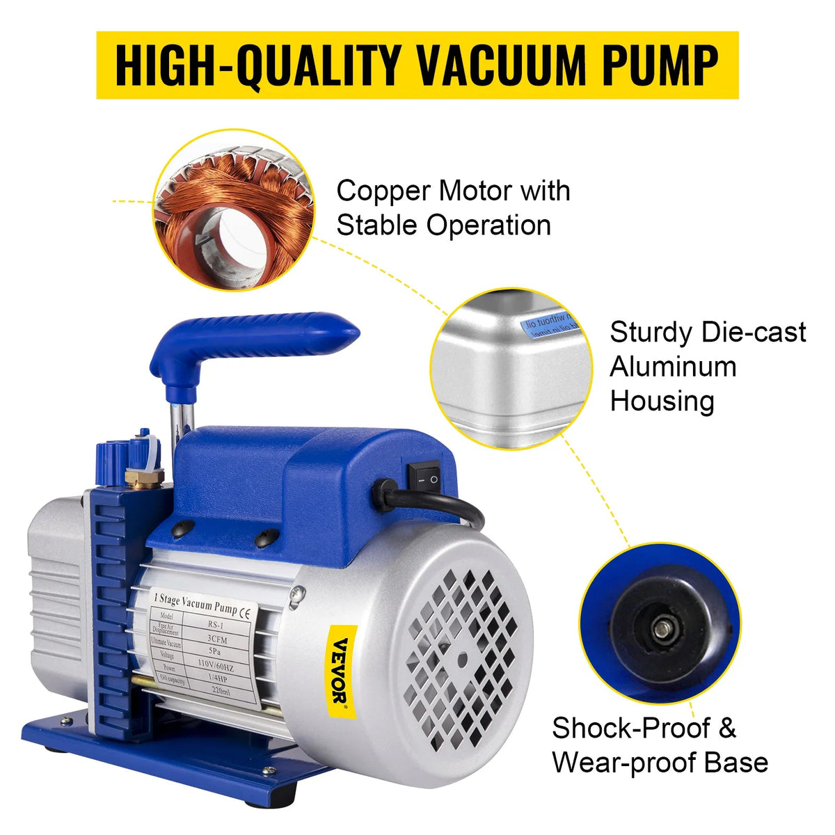 3CM Vacuum Suction Pump for Refrigerant and Air Conditioning