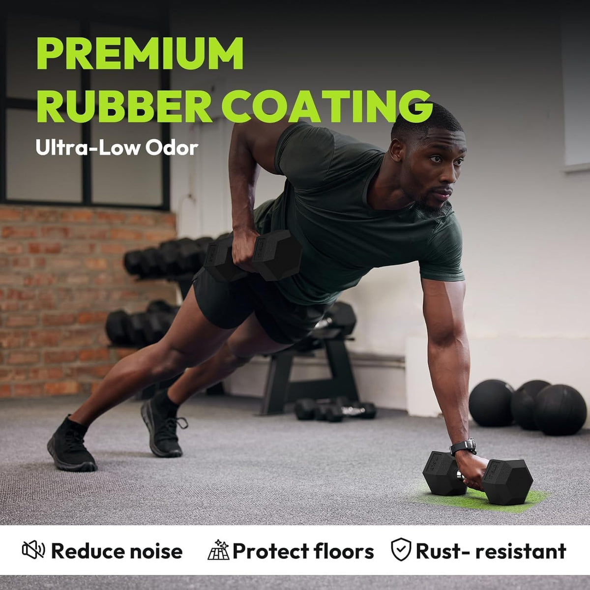 15kg Rubber Hex Dumbbell