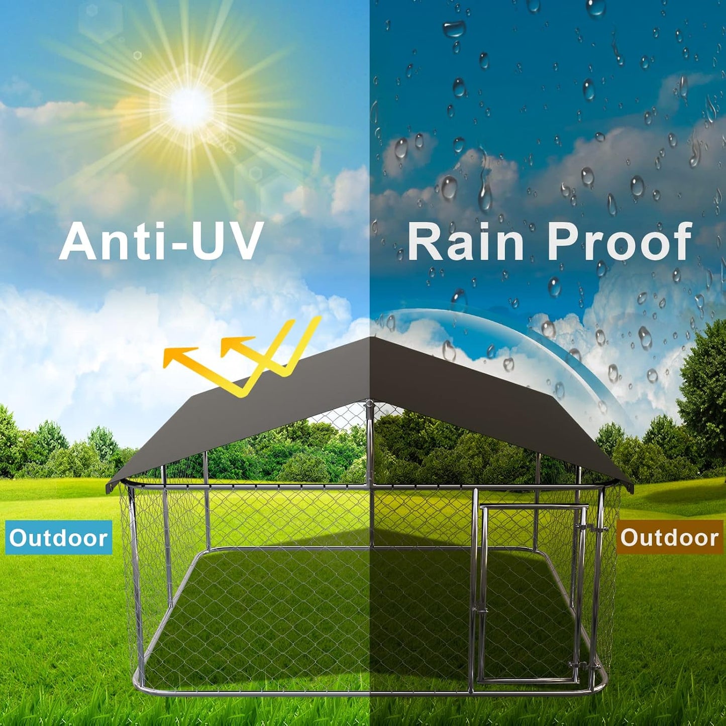 Outdoor Dog Run with Shade Sail 4x3x1.8m