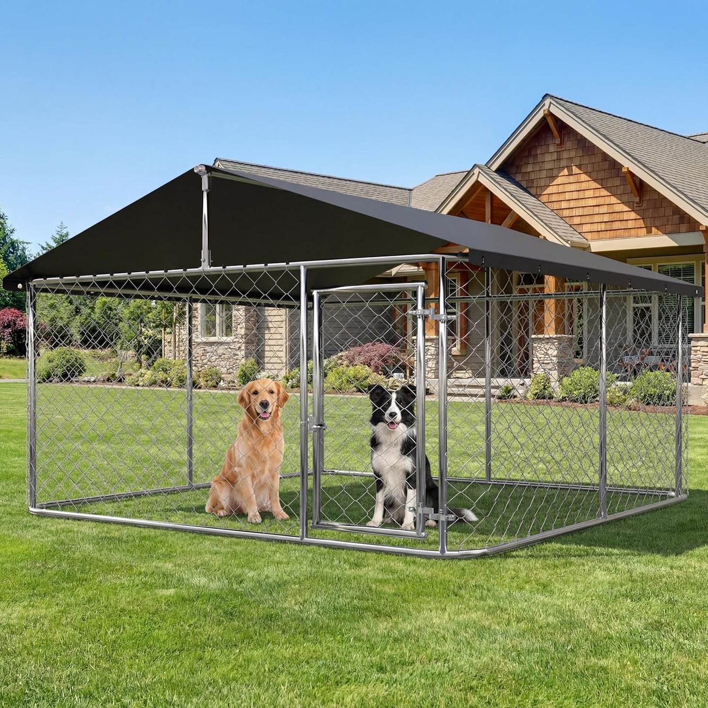 Outdoor Dog Run with Shade Sail 4x3x1.8m