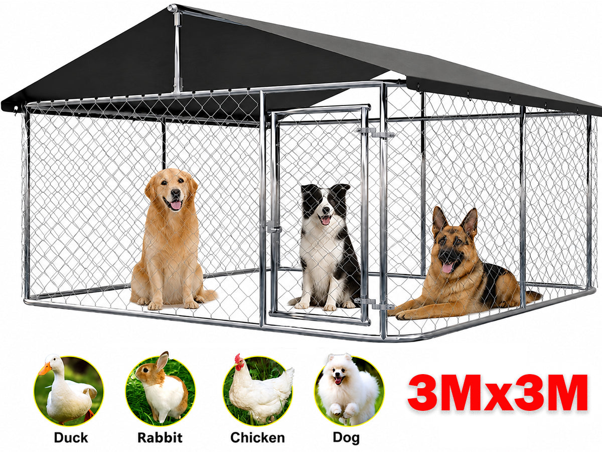 Outdoor Dog Run with Shade Sail 3 x 3 x 1.8m