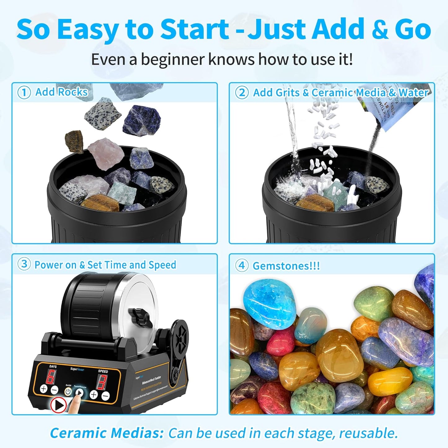 Electronic Rock Tumbler Kit Polishing Machine