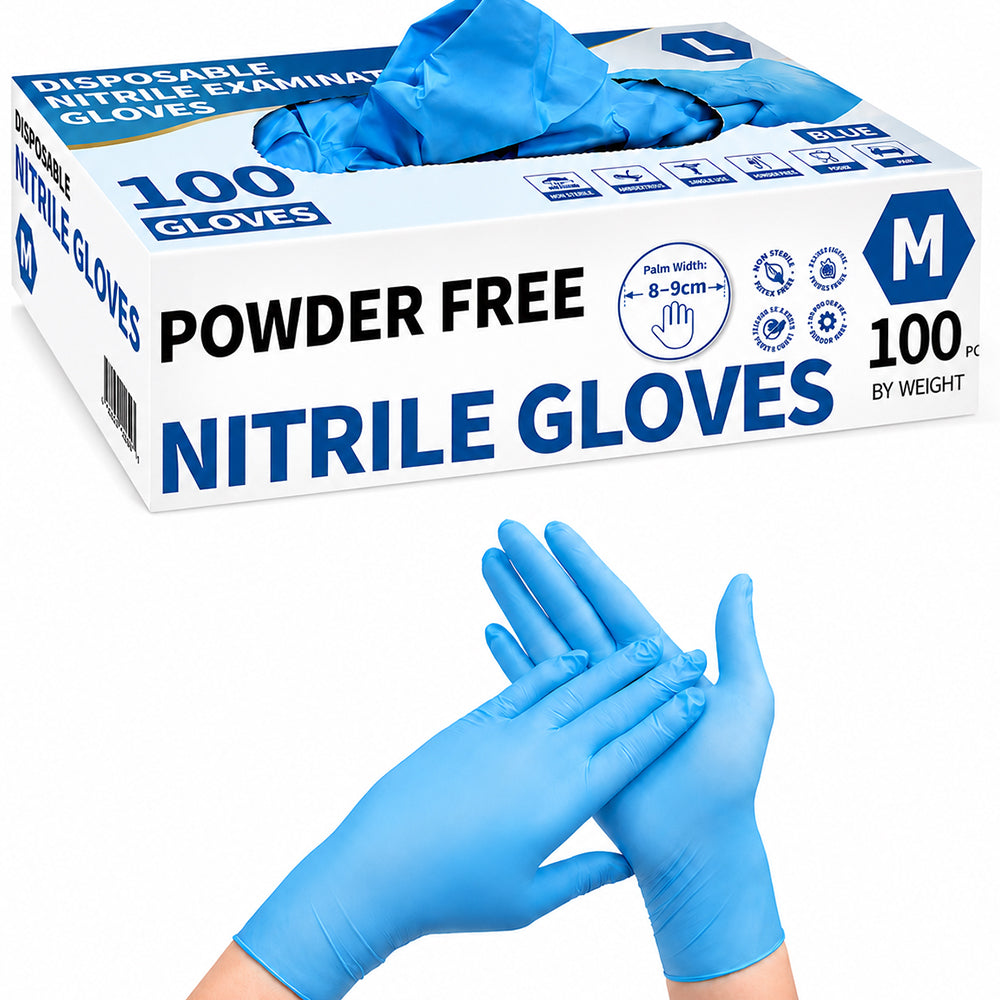 100x Disposable Nitrile Gloves Blue- Medium