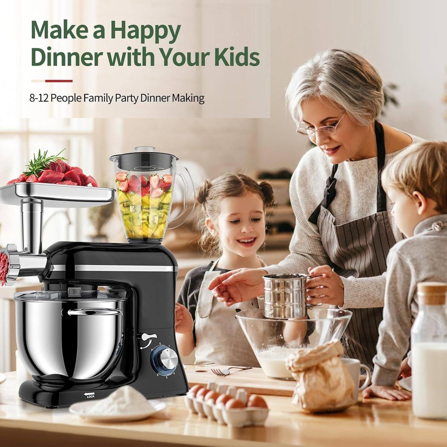 6L Stand Mixer with Blender & Grinder