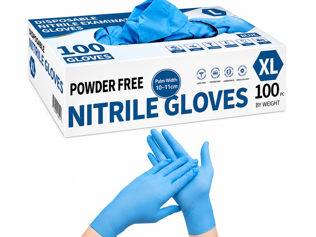 100x Disposable Nitrile Gloves Blue- XL