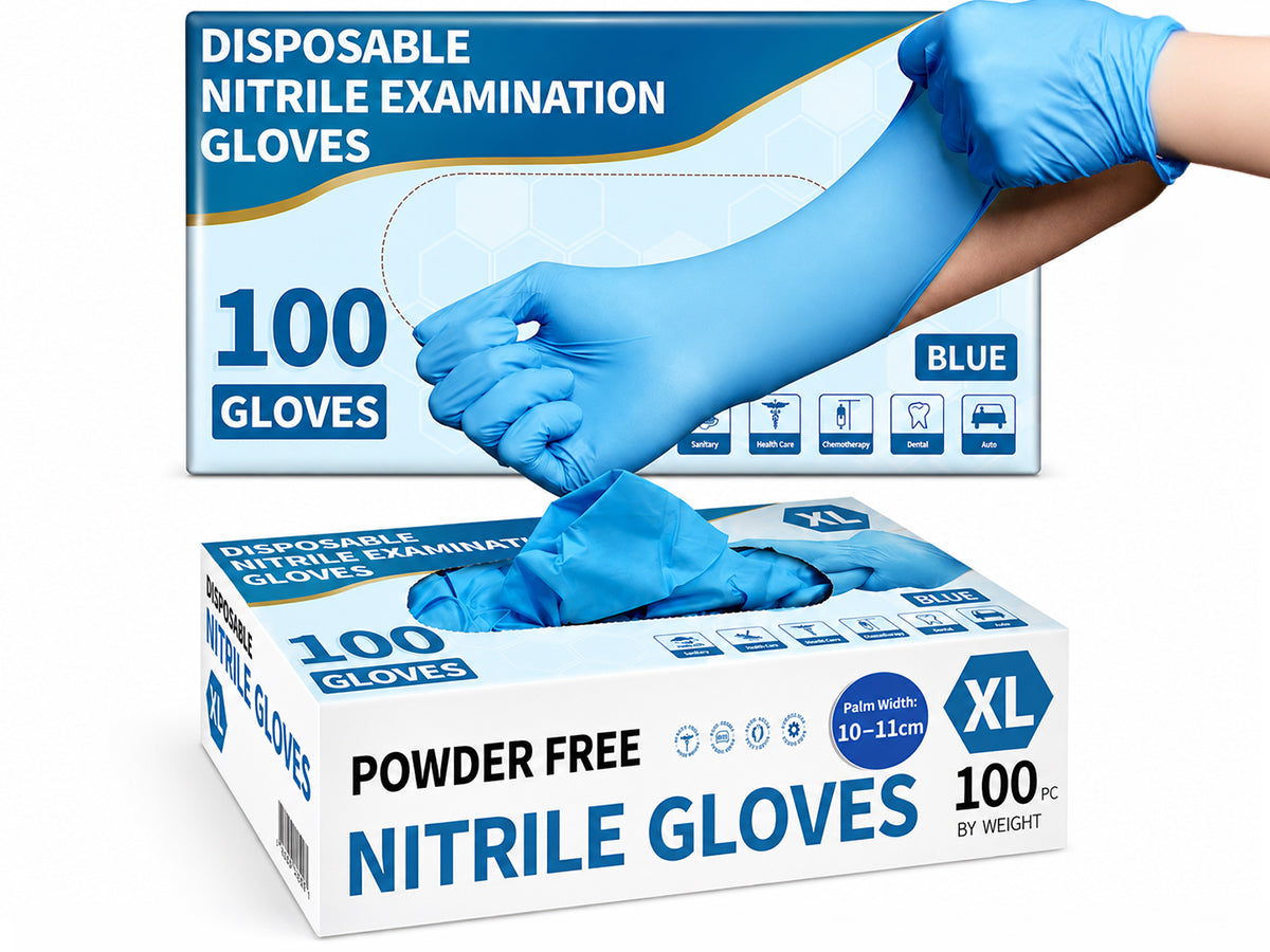 100x Disposable Nitrile Gloves Blue- XL