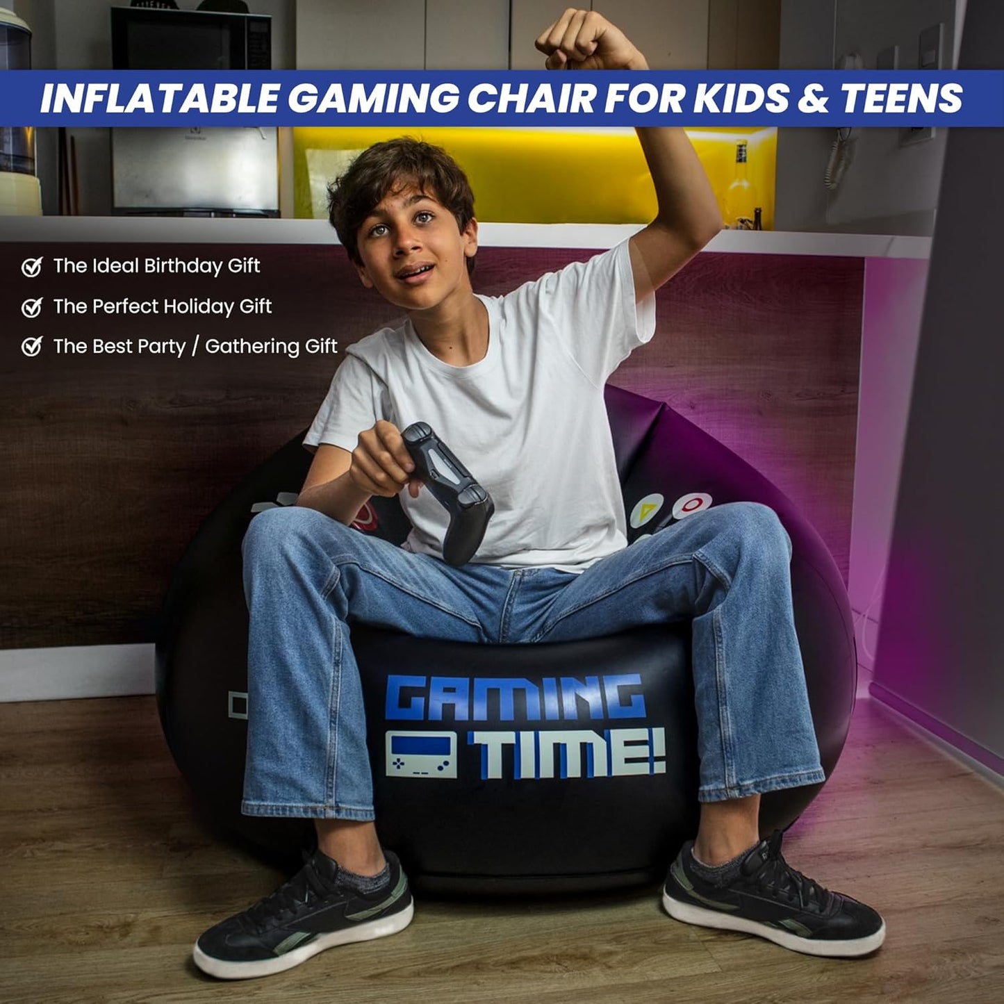 Inflatable Gaming Chair Portable Lounge Chair with Cup Holder