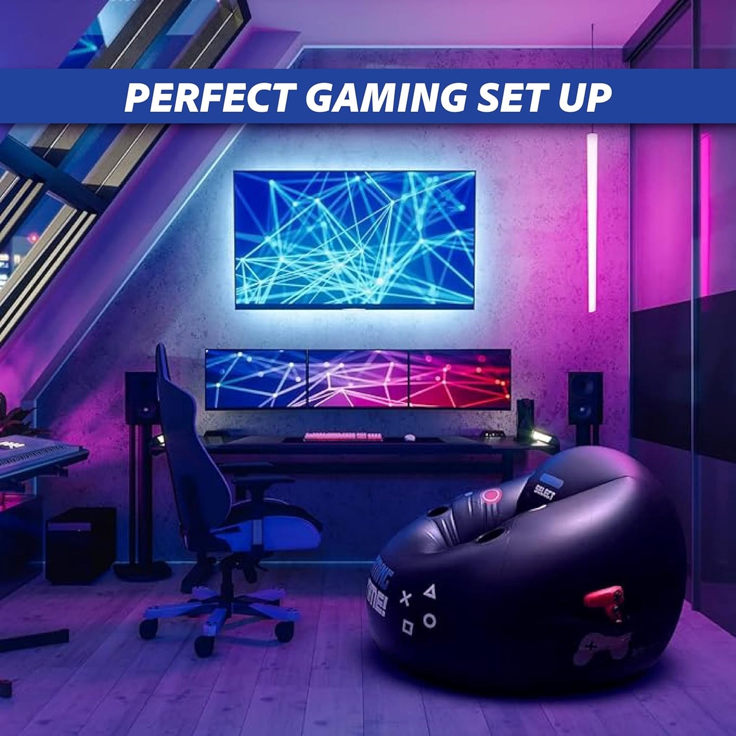 Inflatable Gaming Chair Portable Lounge Chair with Cup Holder