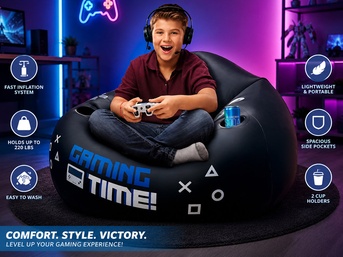 Inflatable Gaming Chair Portable Lounge Chair with Cup Holder