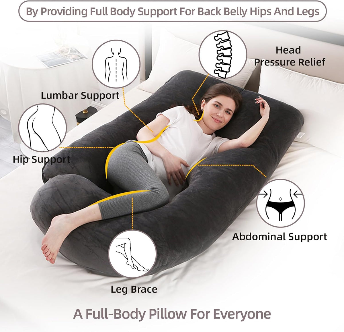 Pregnancy Pillow U-Shaped Full Length Body Support