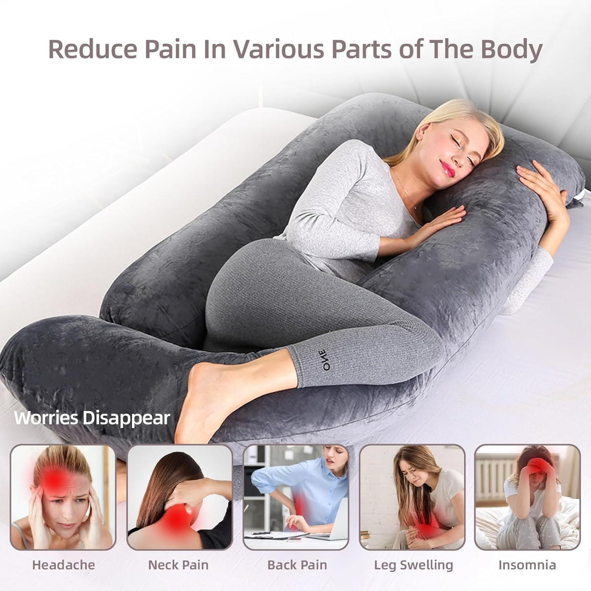 Pregnancy Pillow U-Shaped Full Length Body Support
