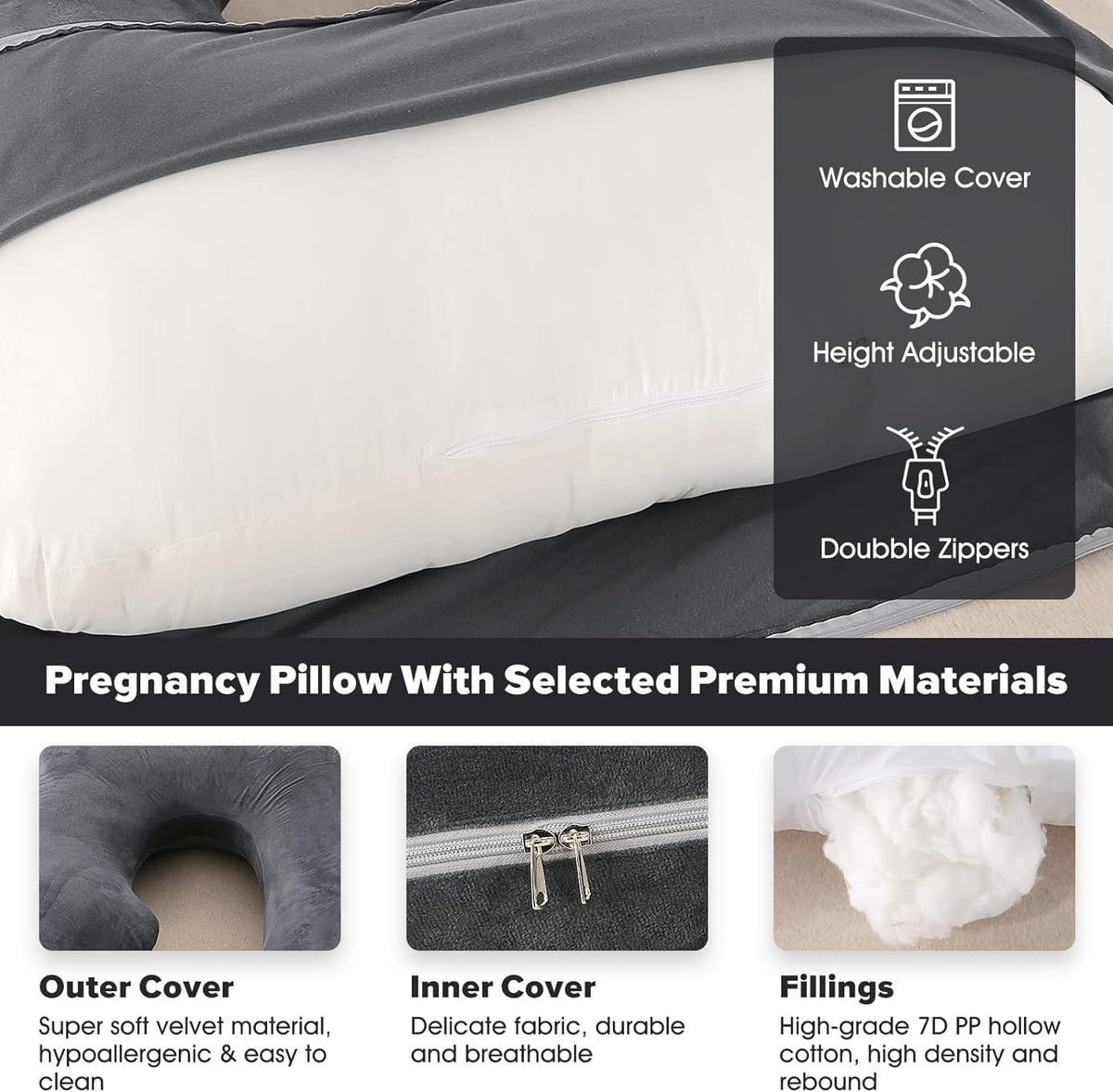 Pregnancy Pillow U-Shaped Full Length Body Support