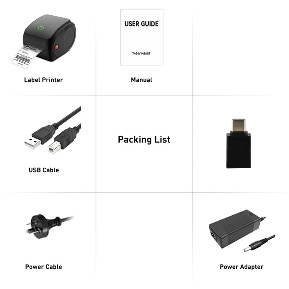 Portable Thermal Label Printer USB & Bluetooth Direct Thermal, High-Speed Printing