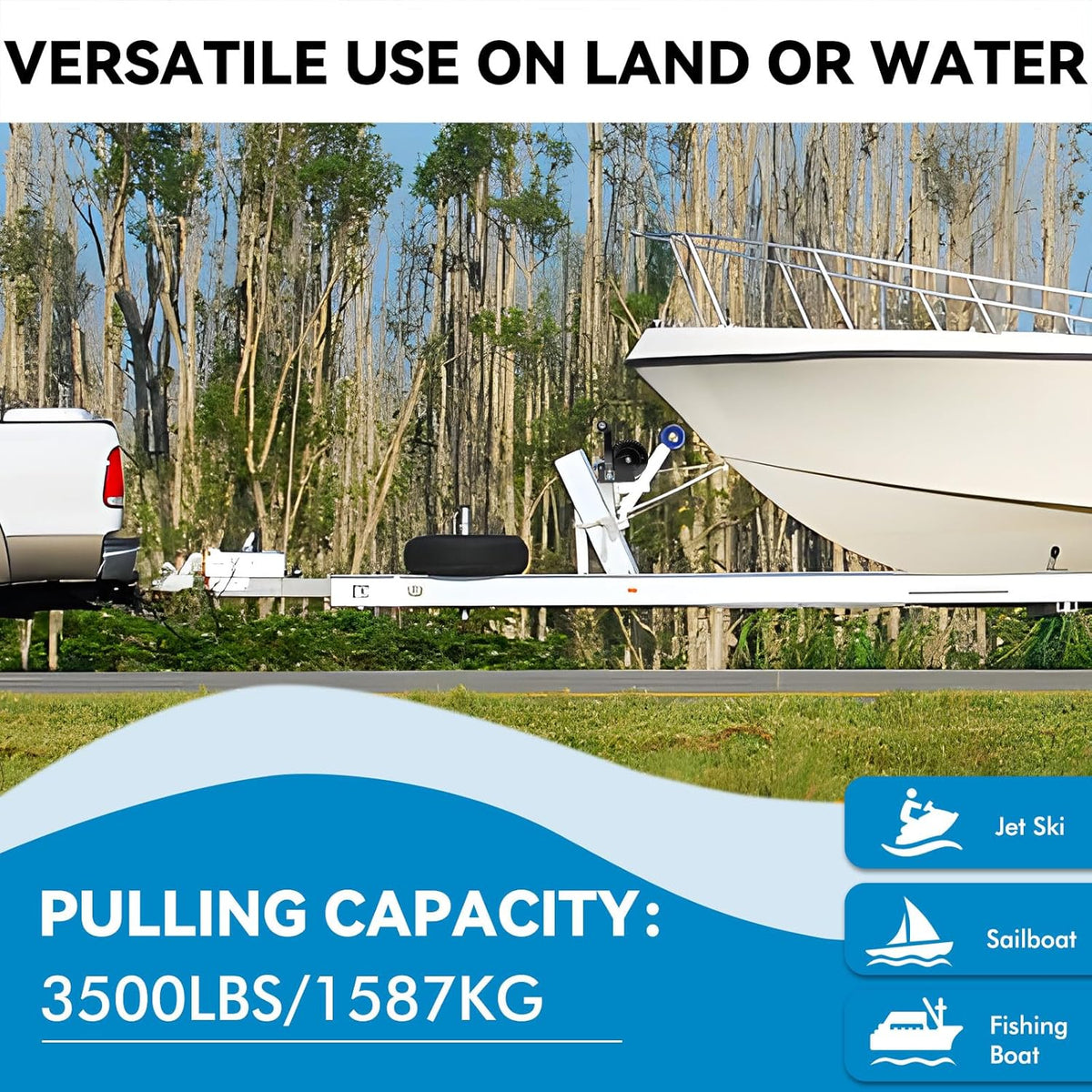 Boat Trailer Winch 3500lb Dual Speed 10m Strap Hand Winch