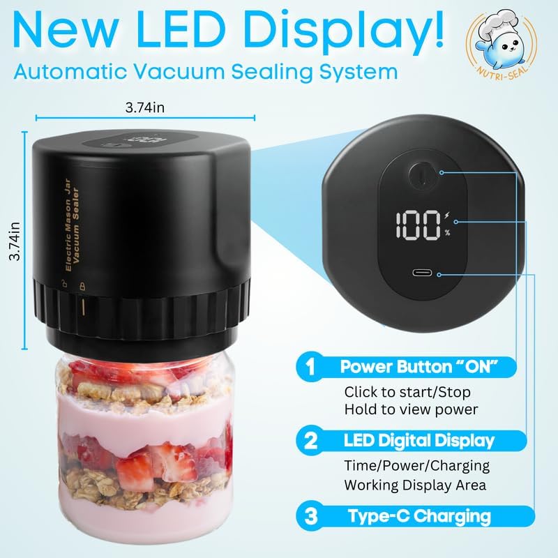 Electric Mason Jar Vacuum Sealer Kit for Food Storage & Preservation