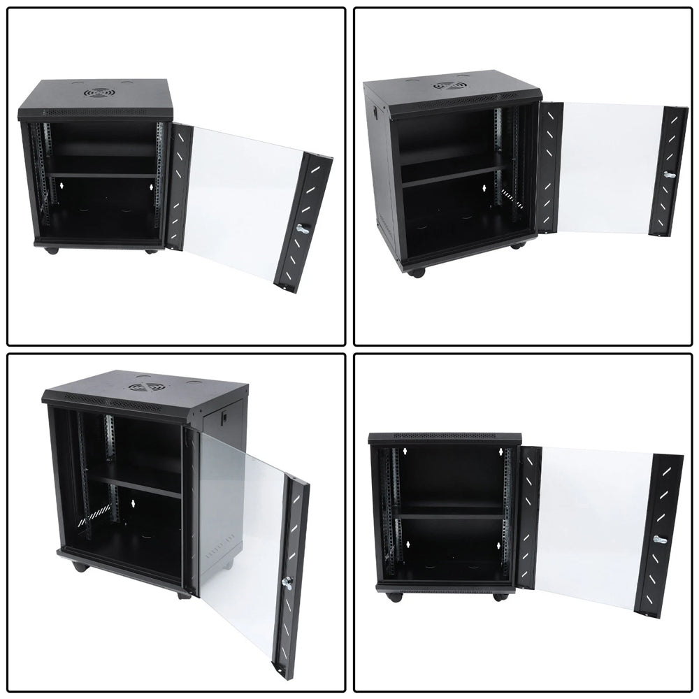 12U Network Server Cabinet Wall Mount Data Rack Enclosure 19 Inch Deep with Locking Glass Door