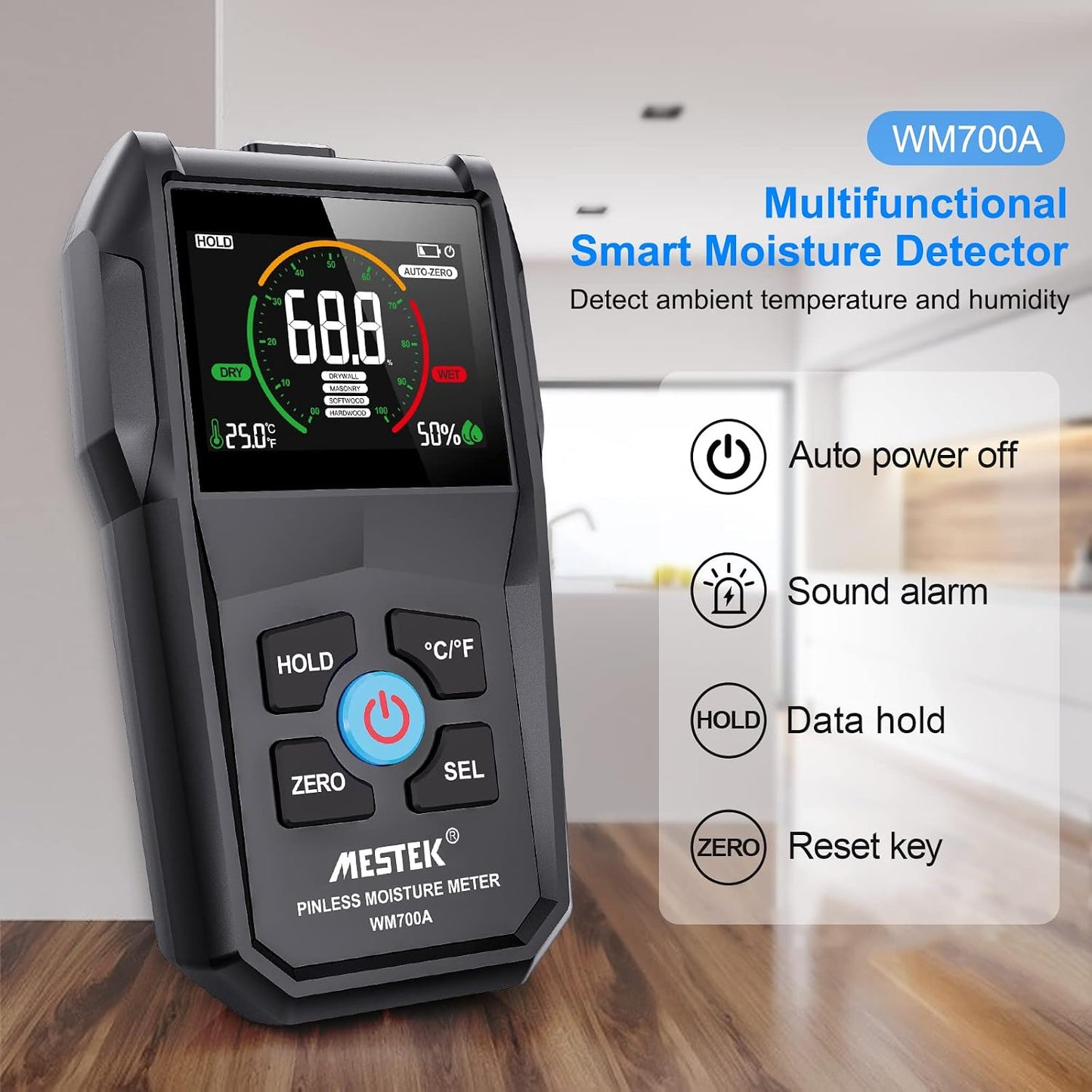 MESTEK Inductive Pinless Moisture Meter