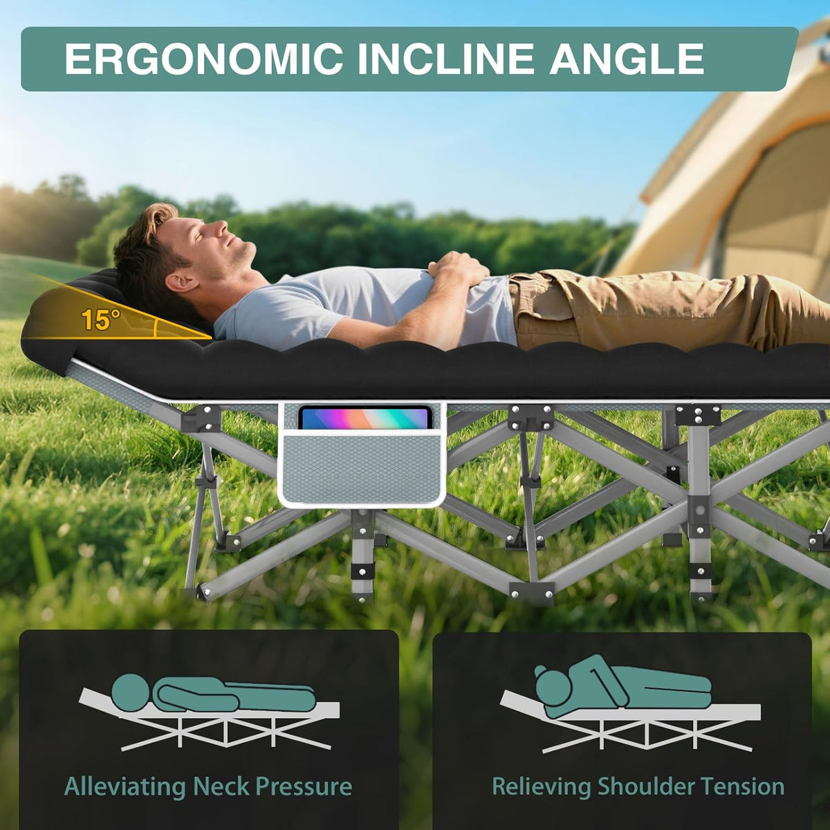 Folding Camping Bed Cots with Mattress
