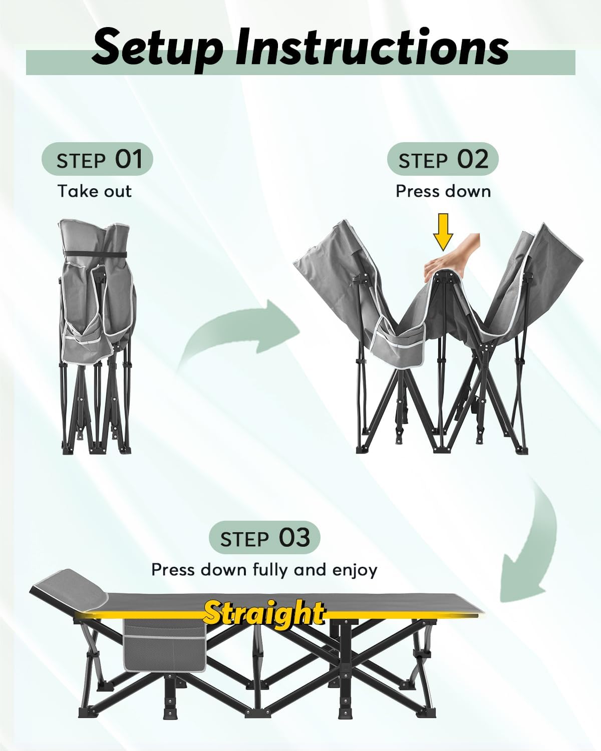 Folding Camping Bed Cots with Mattress
