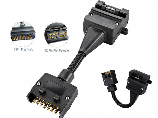 7 Pin Flat Plug To 12 Female Socket Adaptor Trailer Connector