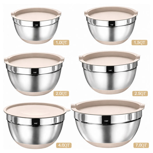 26PCS Mixing Bowls Set Stainless Steel with Lids & Kitchen Tools