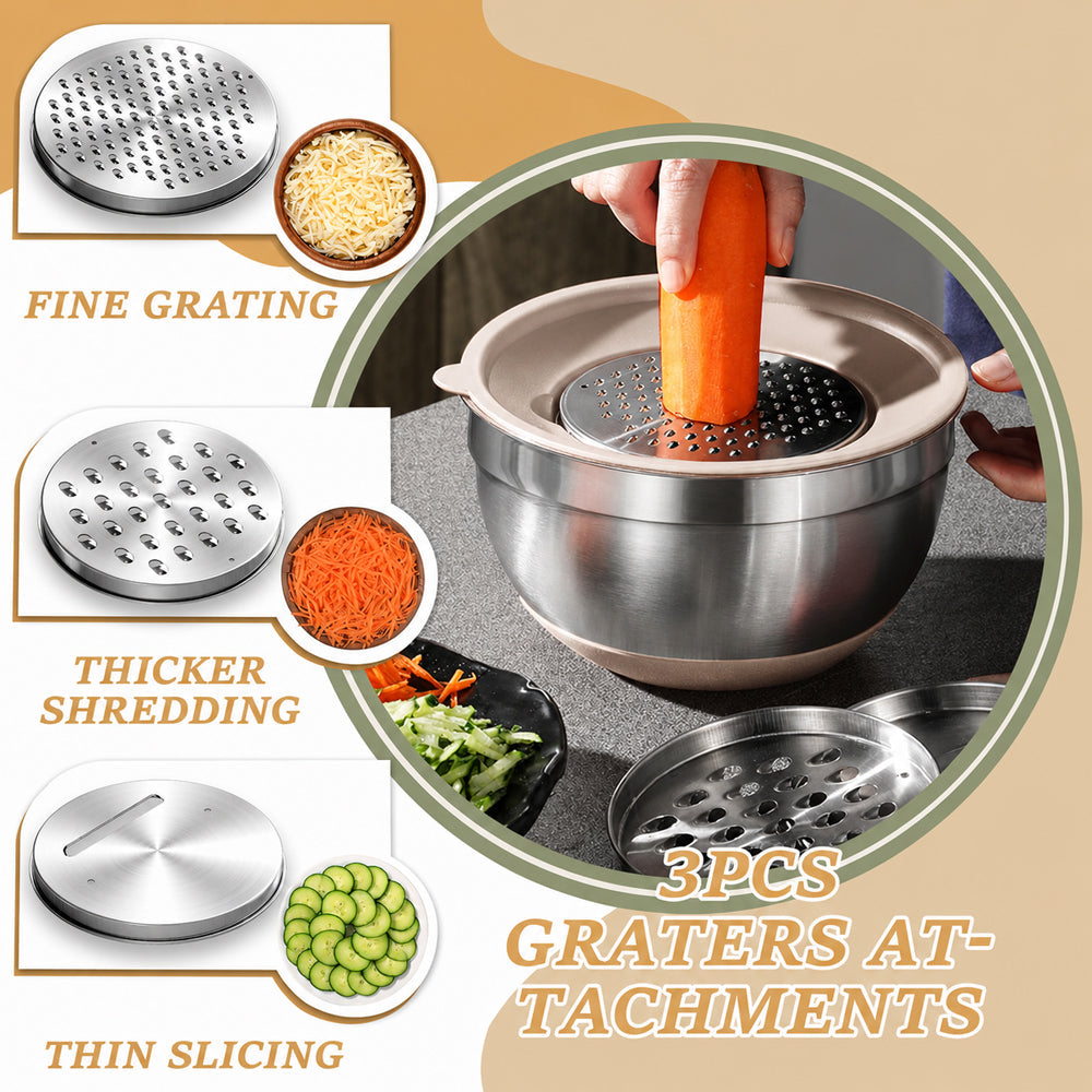 26PCS Mixing Bowls Set Stainless Steel with Lids & Kitchen Tools